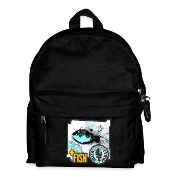 Aquatic Fish Illustration with Activist Badge - Kids' Backpack - black - Front