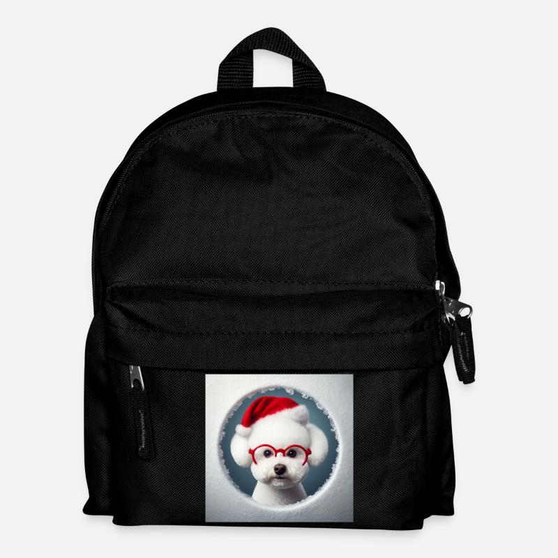 Bichon Frisé Hund als Weihnachtsmann - Kinder Rucksack - Schwarz