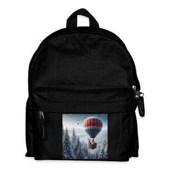 Wichtel und Rentier im Heißluftballon - Kinder Rucksack - Schwarz - Vorne