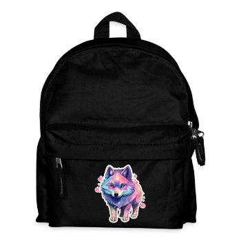 Cute little dog with rainbow fur - Kids' Backpack - black - Front
