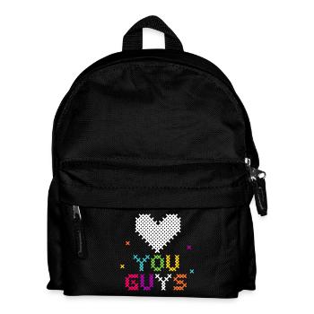 Cross-Stitch Heart Love Typography - Kids' Backpack - black - Front