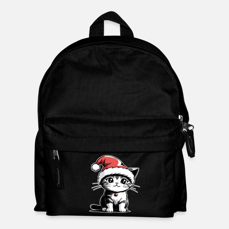 Katze Weihnachten - Kinder Rucksack - Schwarz