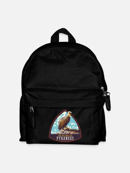 Écusson Vautour, Parc Pyrénées : Nature Protégée - Sac à dos Enfant - noir