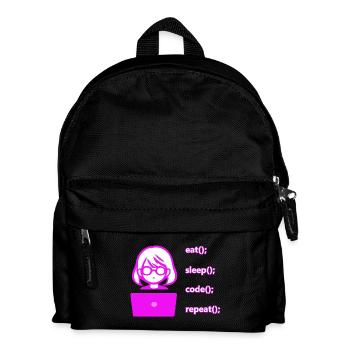 eat sleep code repeat woman computer - Kids' Backpack - black - Front