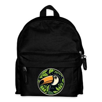 Tukan schaut durch Blätter Dschungel - Kinder Rucksack - Schwarz - Vorne