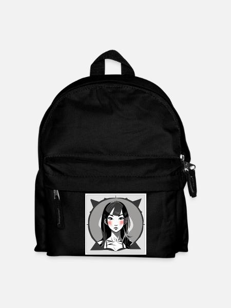 Blushing Manga Girl - Kids' Backpack - black