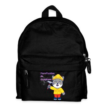 Fleißige Katze im Bauanzug - Kinder Rucksack - Schwarz - Vorne