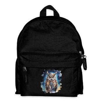 Krafttier Eule, Weisheit, Intuition, Schamanisches - Kinder Rucksack - Schwarz - Vorne