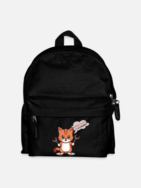 Süßes Kätzchen mit Werkzeugen und Frage - Kinder Rucksack - Schwarz
