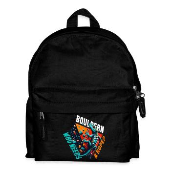 Bouldern Gecko Seil? Geschenk - Kinder Rucksack - Schwarz - Vorne