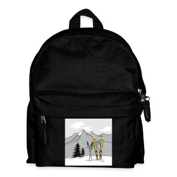 Skiing in winter in the mountains - Kids' Backpack - black - Front