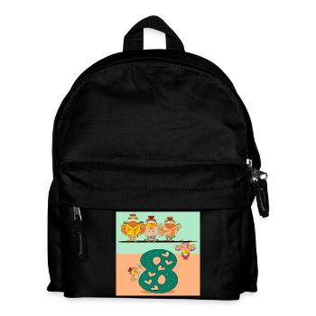 Zahl Acht - Hühner - Kinder Rucksack - Schwarz - Vorne