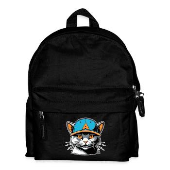 Katze mit Hut - Kinder Rucksack - Schwarz - Vorne
