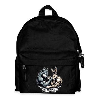 Armwrestling Armdrücken Wolf und Hase Geschenk - Kinder Rucksack - Schwarz - Vorne