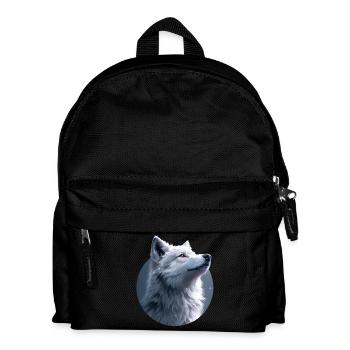 Weißer Wolf Illustration - Kinder Rucksack - Schwarz - Vorne