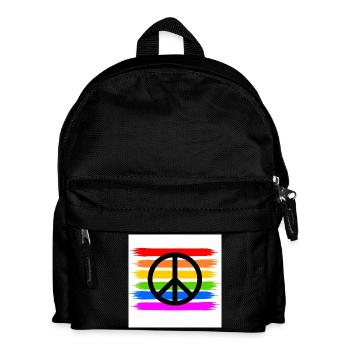 Peacezeichen auf LGBT Regenbogenfahne - Kinder Rucksack - Schwarz - Vorne