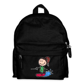 Surfboard Wakeboard Welle Wellenreiten Wassersport - Kinder Rucksack - Schwarz - Vorne