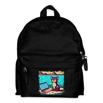 Chat avec ordinateur portable - Sac à dos Enfant - noir - Devant