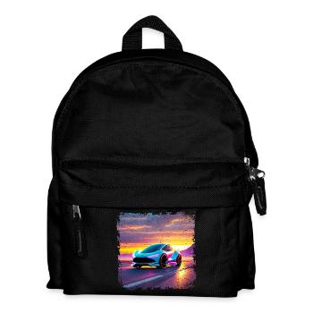 Voiture futuriste aux couleurs du coucher de soleil - Sac à dos Enfant - noir - Devant