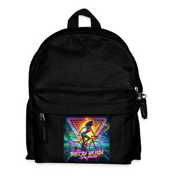 Neon Rush - Girl cycling 80s style poster - Kids' Backpack - black - Front