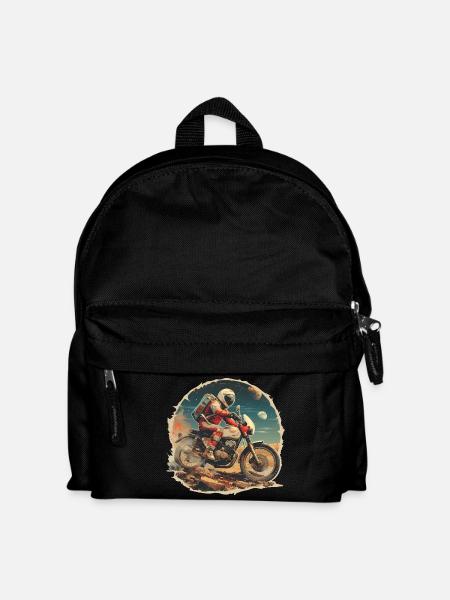 An astronaut on a motorcycle - Kids' Backpack - black