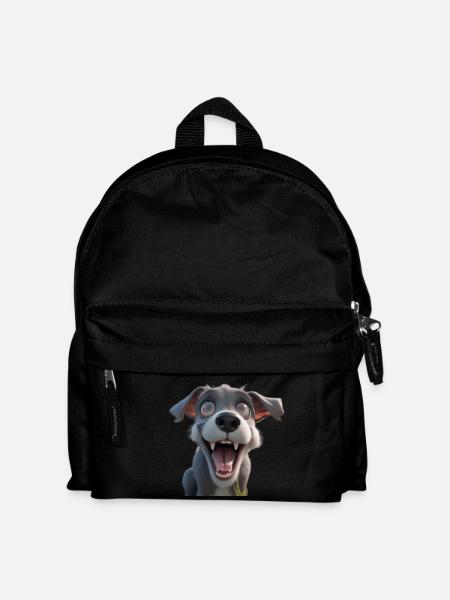Aufgeregter Cartoon-Welpe - Kinder Rucksack - Schwarz