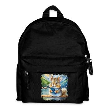 Cute young chinchilla using mobile phone - Kids' Backpack - black - Front