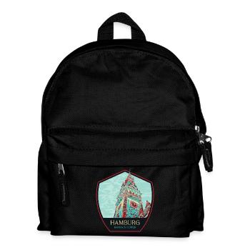 City Hall Tower in Hamburg, Germany - Kids' Backpack - black - Front