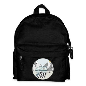 Camping in the mountains with caravan - Kids' Backpack - black - Front