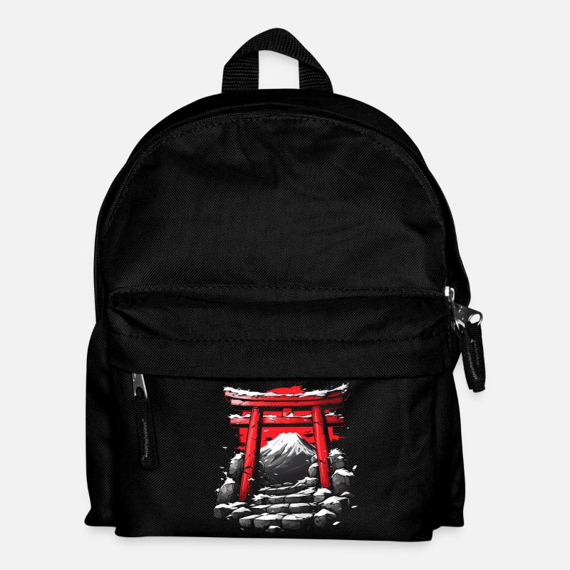 Japanese Temple and Mount Fuji - Kids' Backpack - black