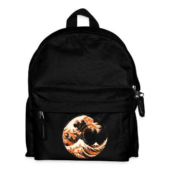 Stilisierte Hokusai-Welle - Kinder Rucksack - Schwarz - Vorne