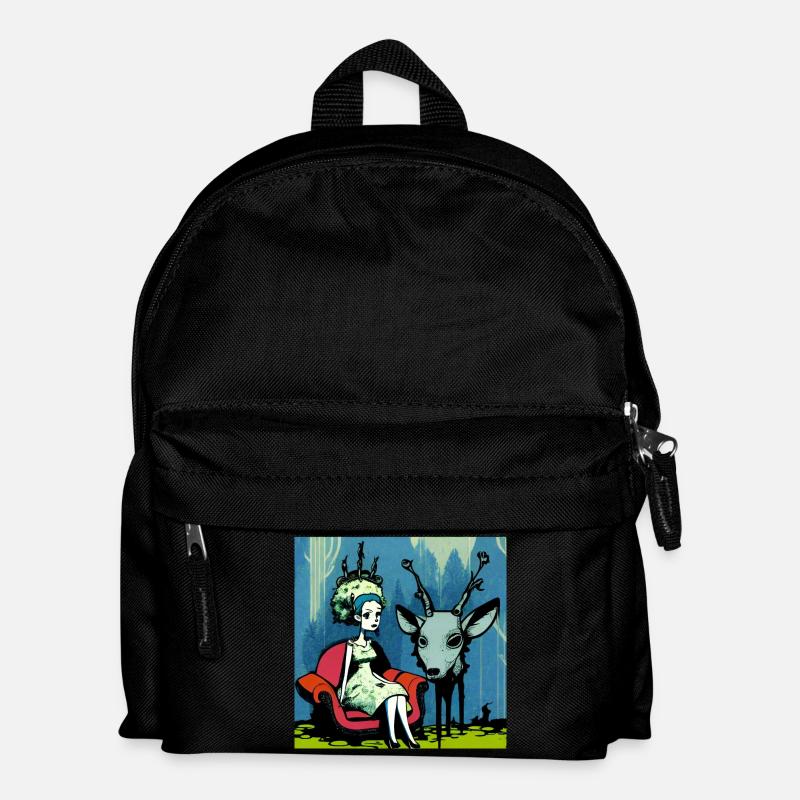 Psychedelischer Hirsch 01 - Kinder Rucksack - Schwarz