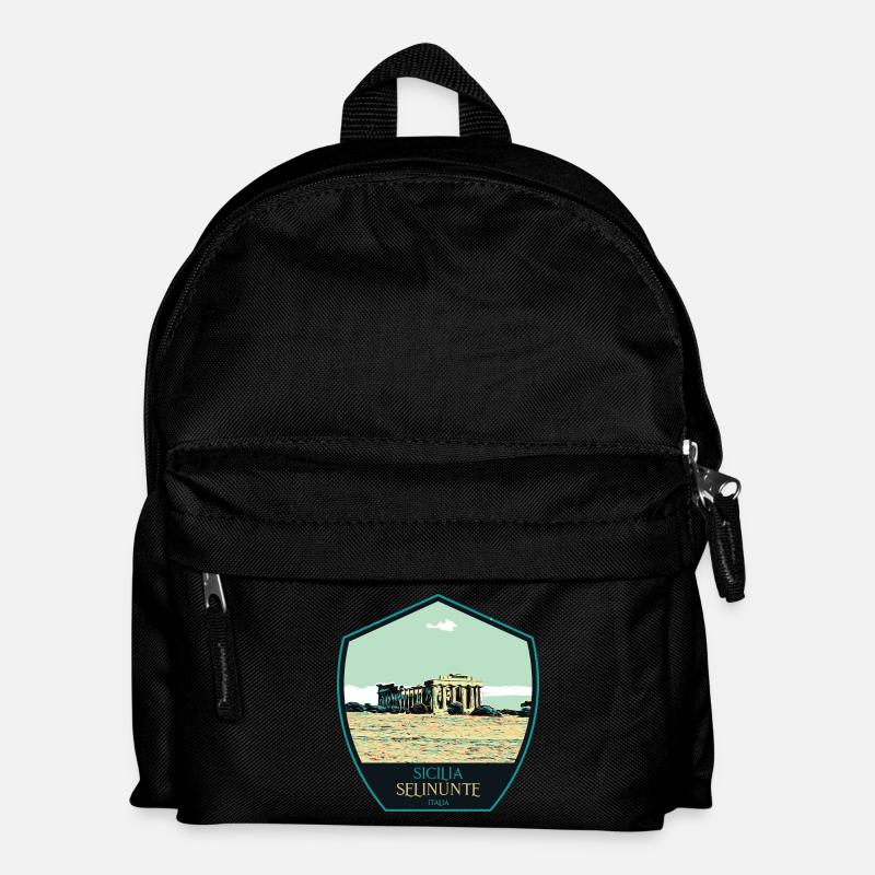 Illustration Greek Temple in Selinunte, Sicily - Kids' Backpack - black