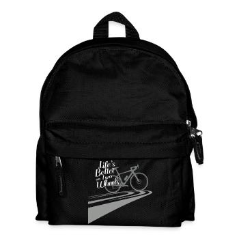Lifes better on two wheels - lines and gravel bike - Kids' Backpack - black - Front