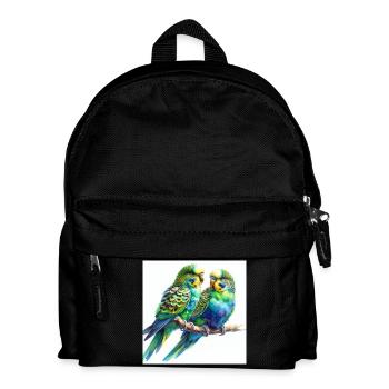 Perruches aquarelle - Sac à dos Enfant - noir - Devant