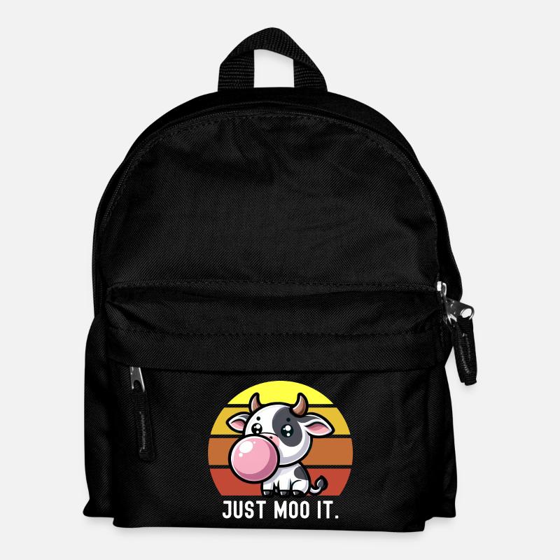 Süße Kuh Kaugummi Spruch "Just Moo It." Kawaii - Kinder Rucksack - Schwarz