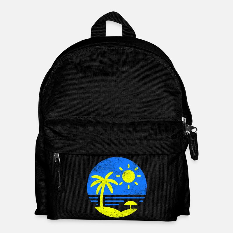 Vintage Beach Blue Yellow - Kids' Backpack - black