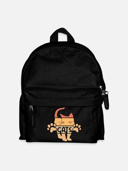 retro Katze Grafik Katzen vintage Symbol Pfoten - Kinder Rucksack - Schwarz