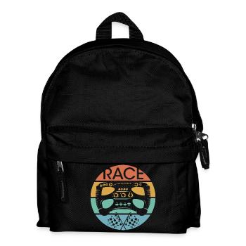 retro car racing steering wheel racing vintage race - Kids' Backpack - black - Front