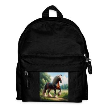 Watercolor Percheron Horse - Kids' Backpack - black - Front