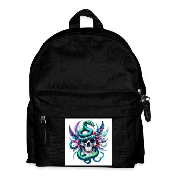 Aquarelle Crâne et Serpent - Sac à dos Enfant - noir - Devant