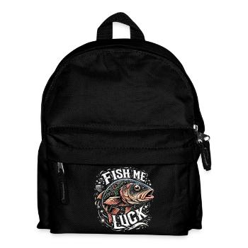 Fisch mir Glück Angeln Geschenk - Kinder Rucksack - Schwarz - Vorne