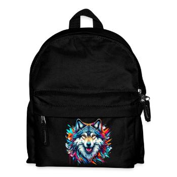 Wolf - Kinder Rucksack - Schwarz - Vorne