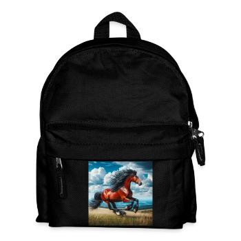 Galoppierendes Pferd - Kinder Rucksack - Schwarz - Vorne
