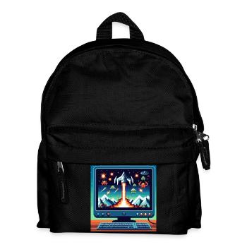 Retro-Flugzeug-Spiel - Kinder Rucksack - Schwarz - Vorne