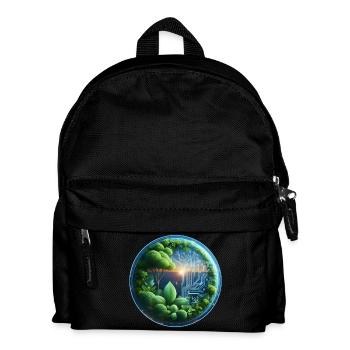 Nachhaltige Bio-Tech Fusion Kreislauf - Kinder Rucksack - Schwarz - Vorne