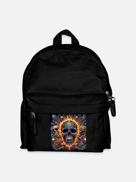 Totenkopf mit gekreuzten Gitarren - Kinder Rucksack - Schwarz