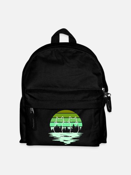 Wald Natur Katzen Katze 80er 90er - Kinder Rucksack - Schwarz