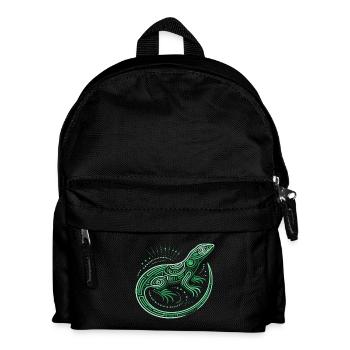 Lizard shades of green, aboriginal motifs, tribal - Kids' Backpack - black - Front