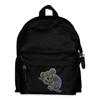 Koala in Aborigine-Mustern, Stammesmuster - Kinder Rucksack - Schwarz - Vorne